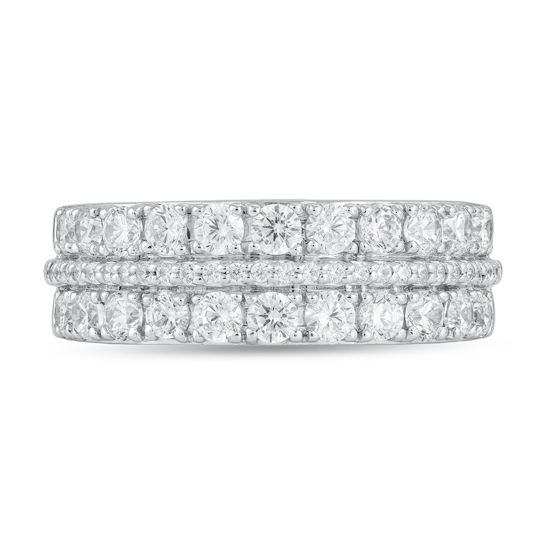 Main Image 3 of 1 CT. T.W. Diamond Three Row Band in 10K White Gold