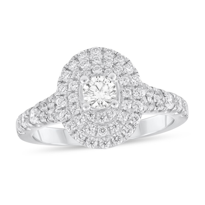 Main Image 1 of 1 CT. T.W. Diamond Double Oval Frame Engagement Ring in 14K White Gold