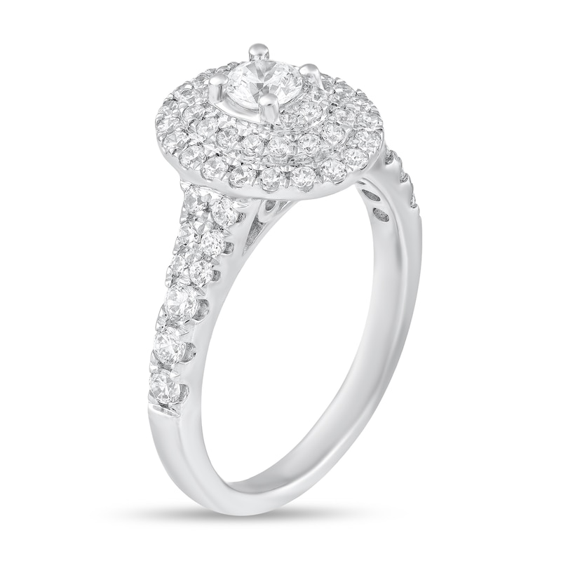 1 CT. T.W. Diamond Double Oval Frame Engagement Ring in 14K White Gold