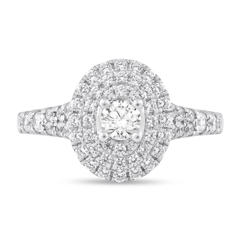 Main Image 3 of 1 CT. T.W. Diamond Double Oval Frame Engagement Ring in 14K White Gold