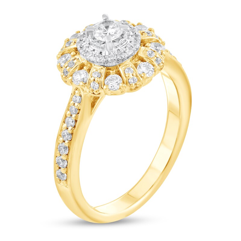 Main Image 2 of 3/4 CT. T.W. Diamond Starburst Frame Engagement Ring in 10K Gold
