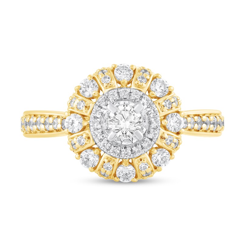 Main Image 3 of 3/4 CT. T.W. Diamond Starburst Frame Engagement Ring in 10K Gold