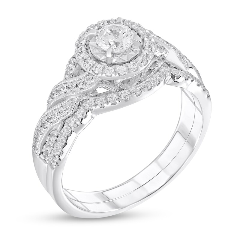 Main Image 2 of 5/8 CT. T.W. Diamond Twist Bridal Set in 10K White Gold