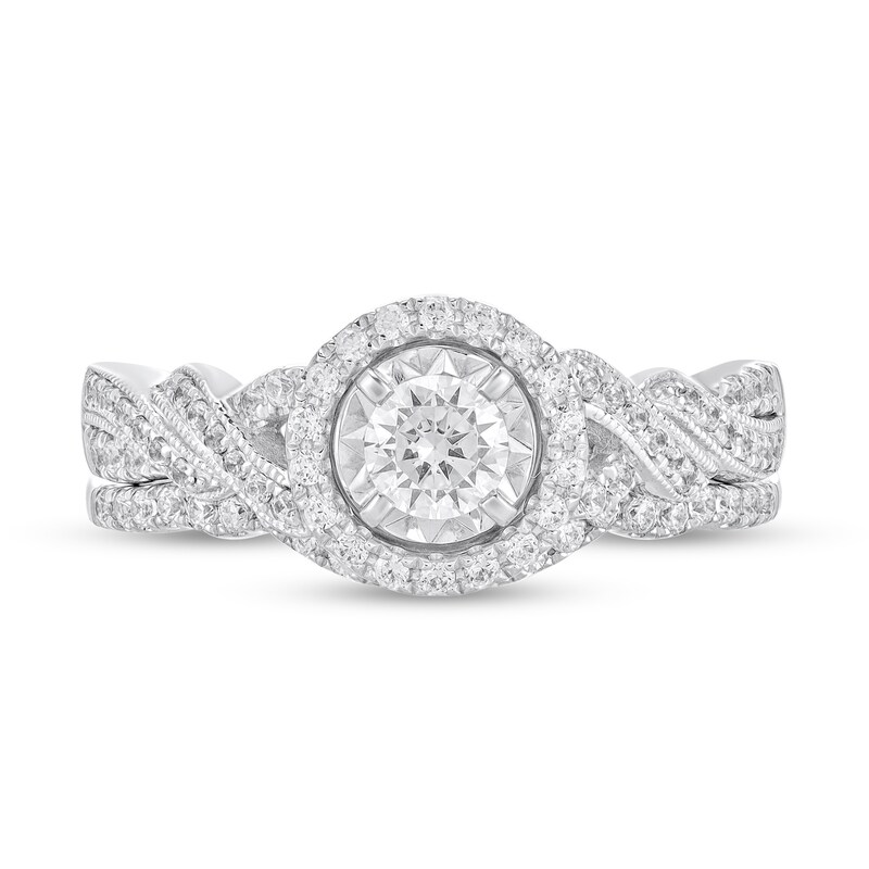 Main Image 3 of 5/8 CT. T.W. Diamond Twist Bridal Set in 10K White Gold