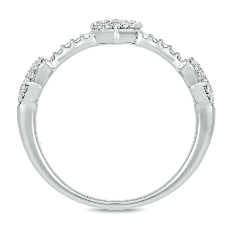 Main Image 3 of 1/3 CT. T.W. Heart-Shaped Multi-Diamond Station Three Stone Stackable Band in Sterling Silver