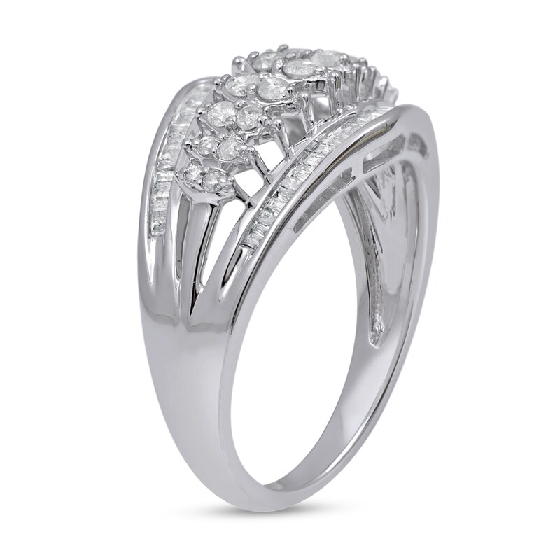 Main Image 2 of 1/2 CT. T.W. Multi-Diamond Marquise Framed Ring in 10K White Gold