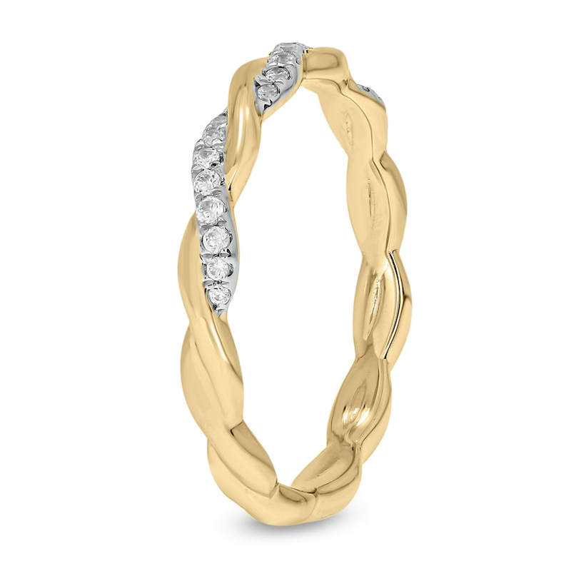 Main Image 2 of 1/6 CT. T.W. Diamond Twist Stackable Band in 10K Gold
