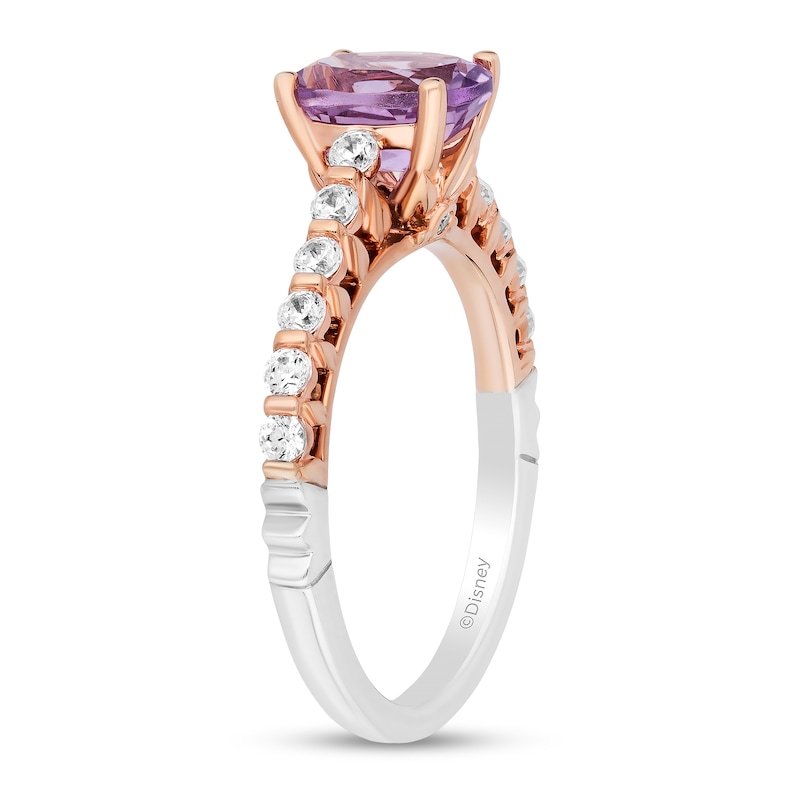 Main Image 2 of Enchanted Disney Rapunzel Oval Light Purple Amethyst and 3/8 CT. T.W. Diamond Engagement Ring in 14K Two-Tone Gold