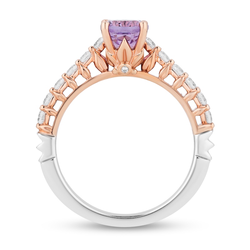 Main Image 3 of Enchanted Disney Rapunzel Oval Light Purple Amethyst and 3/8 CT. T.W. Diamond Engagement Ring in 14K Two-Tone Gold