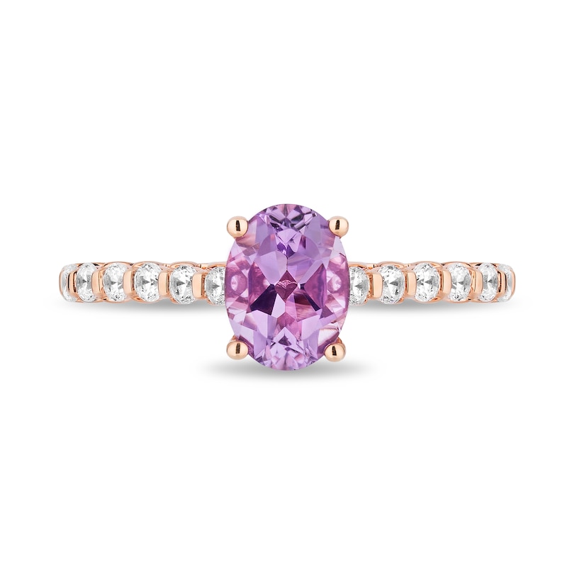 Main Image 4 of Enchanted Disney Rapunzel Oval Light Purple Amethyst and 3/8 CT. T.W. Diamond Engagement Ring in 14K Two-Tone Gold