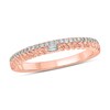 Thumbnail Image 1 of 1/6 CT. T.W. Baguette-Cut and Round Diamond Rope Edge Double Row Stackable Band in 10K Rose Gold