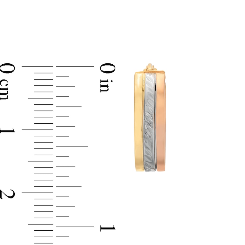 Main Image 3 of Triple Layered Hoop Earrings in 14K Tri-Tone Gold