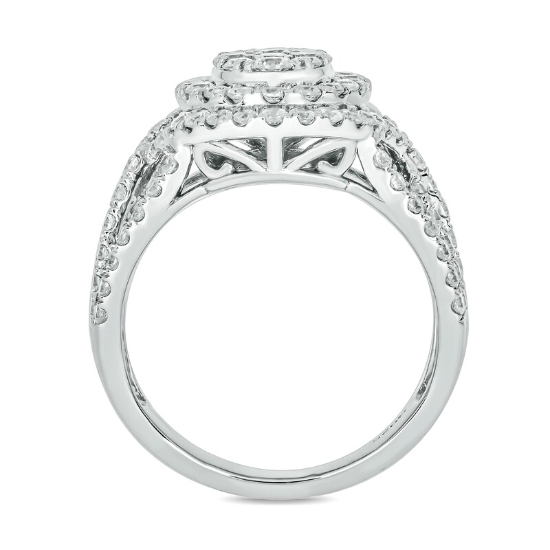 Main Image 3 of 2 CT. T.W. Oval-Shaped Multi-Diamond Double Frame Twist Shank Engagement Ring in 10K White Gold
