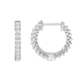 1/2 CT. T.W. Diamond Hoop Earrings in 14K White Gold