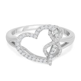 1/4 CT. T.W. Diamond Entwined Infinity and Heart Ring in Sterling Silver