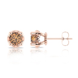 1/3 CT. T.W. Champagne Diamond Solitaire Stud Earrings in 10K Rose Gold