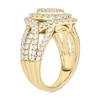 Thumbnail Image 2 of 2 CT. T.W. Oval-Shaped Multi-Diamond Double Frame Twist Shank Engagement Ring in 10K Gold