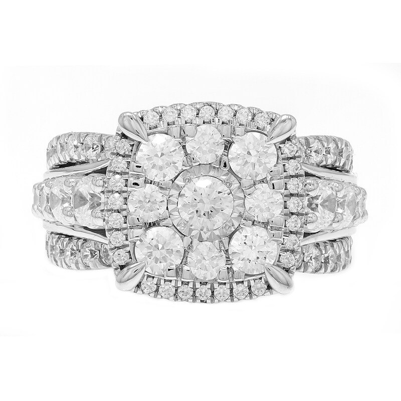 Main Image 1 of 3 CT. T.W. Multi-Diamond Cushion-Framed Engagement Ring in 10K White Gold