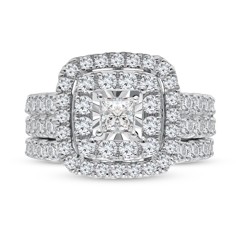 Main Image 1 of 3 CT. T.W. Multi-Diamond Square-Framed Engagement Ring in 10K White Gold