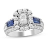 Thumbnail Image 1 of 1-3/8 CT. T.W. Diamond and Blue Sapphire Framed Engagement Ring in 14K White Gold