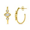 Thumbnail Image 0 of 1 CT. T.W. Marquise and Round Diamond Three Stone J-Hoop Earrings in 14K Gold