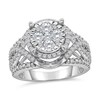 Thumbnail Image 1 of 1 CT. T.W. Multi-Diamond Framed Twist Shank Engagement Ring in 10K White Gold