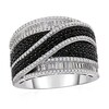 Thumbnail Image 1 of 1-3/4 CT. T.W. Black and White Diamond Overlay Ribbon Multi-Row Ring in 10K White Gold