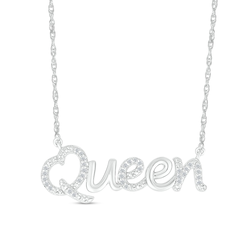 Main Image 1 of 1/10 CT. T.W. Diamond "Queen" Necklace in Sterling Silver
