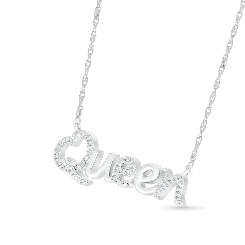 Main Image 2 of 1/10 CT. T.W. Diamond "Queen" Necklace in Sterling Silver