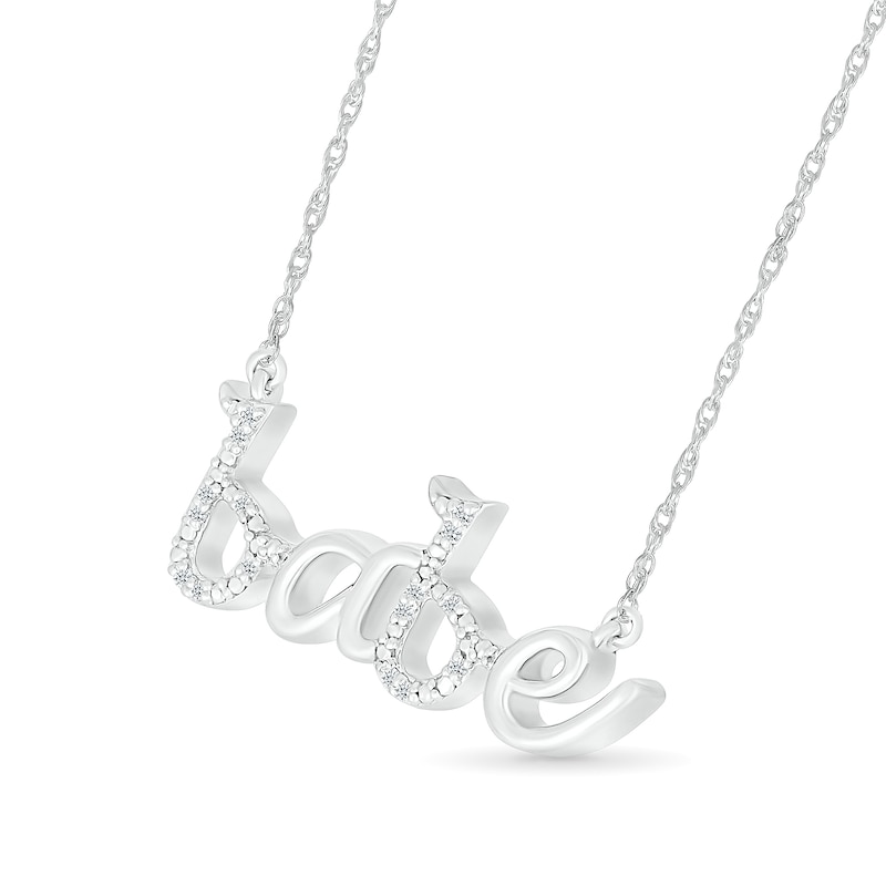 Main Image 2 of 1/20 CT. T.W. Diamond "babe" Necklace in Sterling Silver