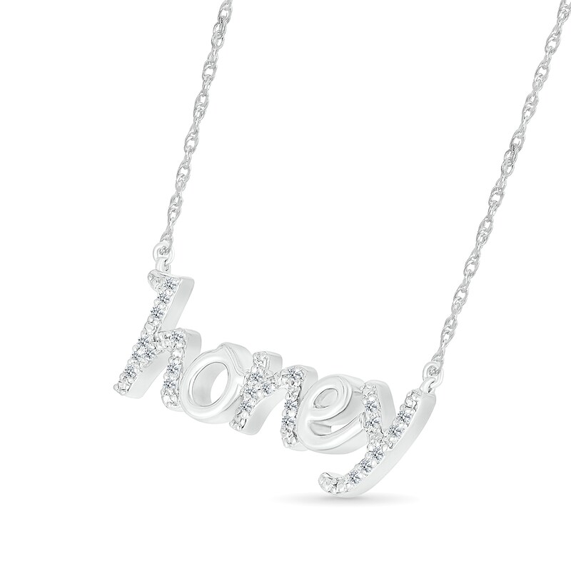 Main Image 2 of 1/10 CT. T.W. Diamond "honey" Necklace in Sterling Silver