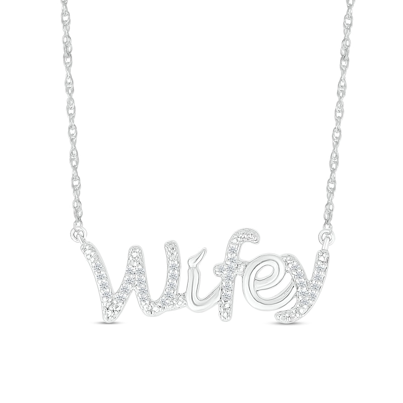 Main Image 1 of 1/10 CT. T.W. Diamond "Wifey" Necklace in Sterling Silver