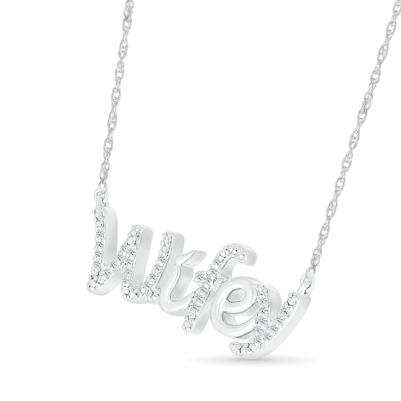 Main Image 2 of 1/10 CT. T.W. Diamond "Wifey" Necklace in Sterling Silver