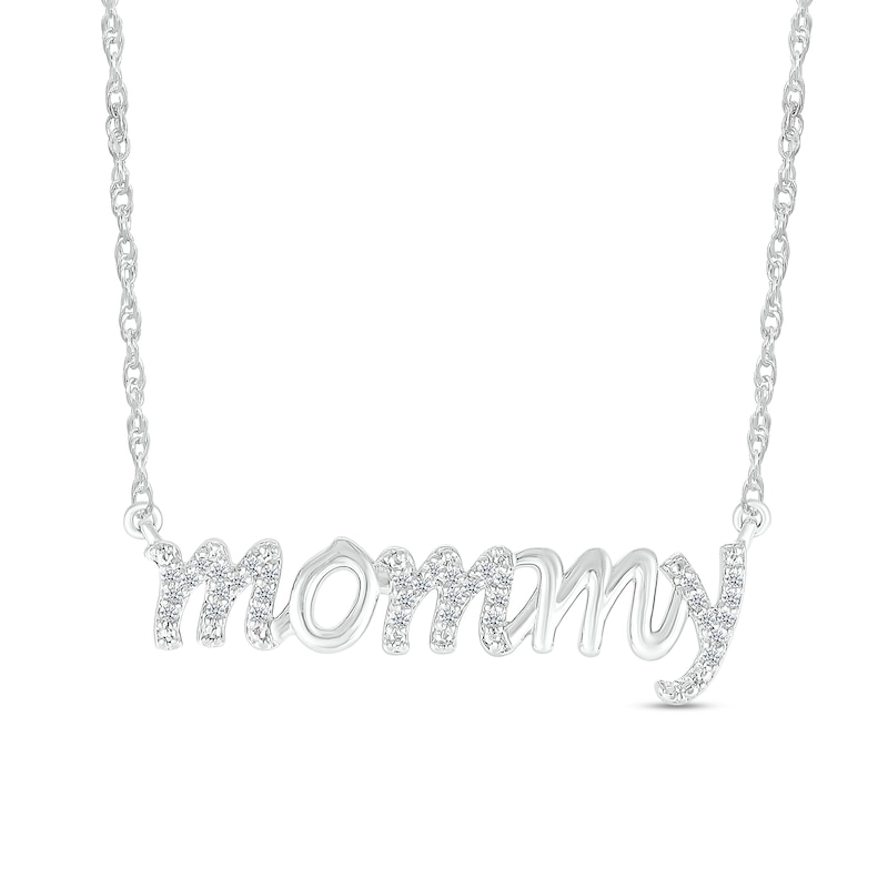 Main Image 1 of 1/10 CT. T.W. Diamond "mommy" Necklace in Sterling Silver