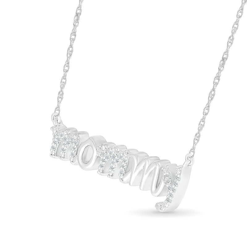 Main Image 2 of 1/10 CT. T.W. Diamond "mommy" Necklace in Sterling Silver