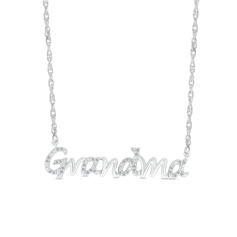 Main Image 1 of 1/10 CT. T.W. Diamond "Grandma" Necklace in Sterling Silver