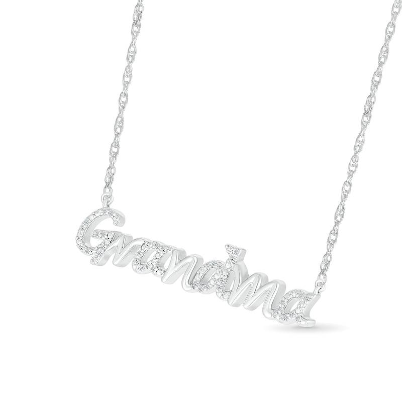 Main Image 2 of 1/10 CT. T.W. Diamond "Grandma" Necklace in Sterling Silver