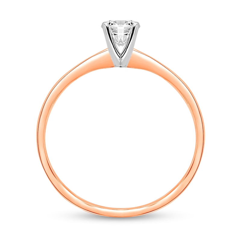 Main Image 2 of 1/2 CT. Certified Diamond Solitaire Engagement Ring in 14K Rose Gold (J/I1)