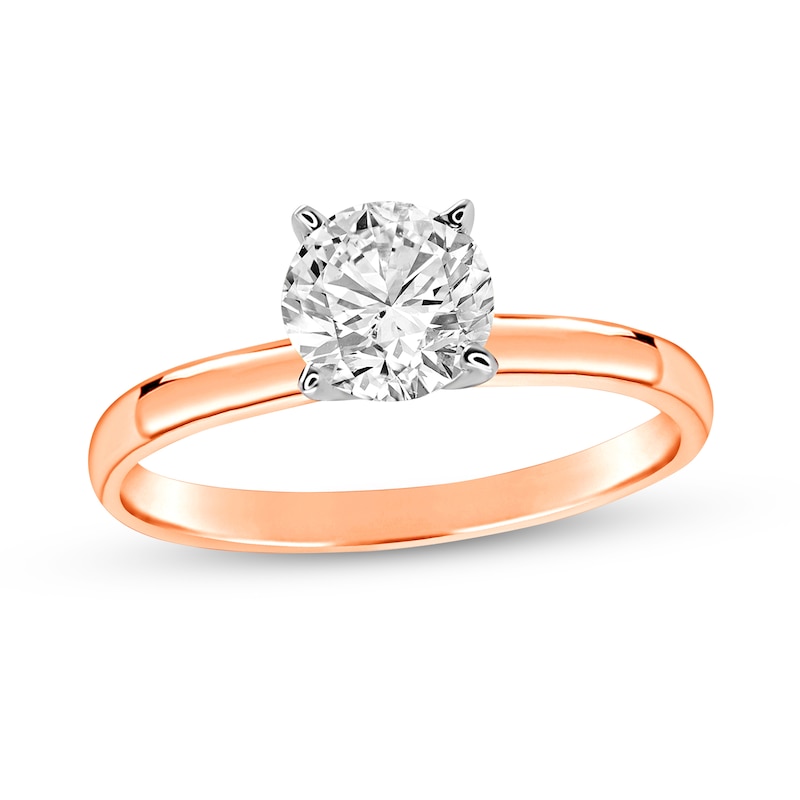 Main Image 1 of 1 CT. Certified Diamond Solitaire Engagement Ring in 14K Rose Gold (J/I1)