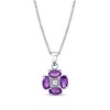 Thumbnail Image 1 of Oval Amethyst and 1/20 CT. T.W. Diamond Flower Pendant in 14K White Gold