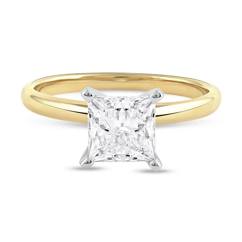 Main Image 3 of 1-1/2 CT. Certified Princess-Cut Lab-Grown Diamond Solitaire Engagement Ring in 14K Gold (F/VS2)