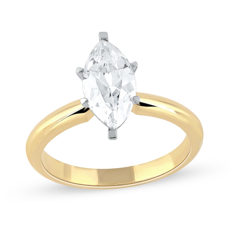 Main Image 1 of 1 CT. Certified Marquise Lab-Grown Diamond Solitaire Engagement Ring in 14K Gold (F/VS2)