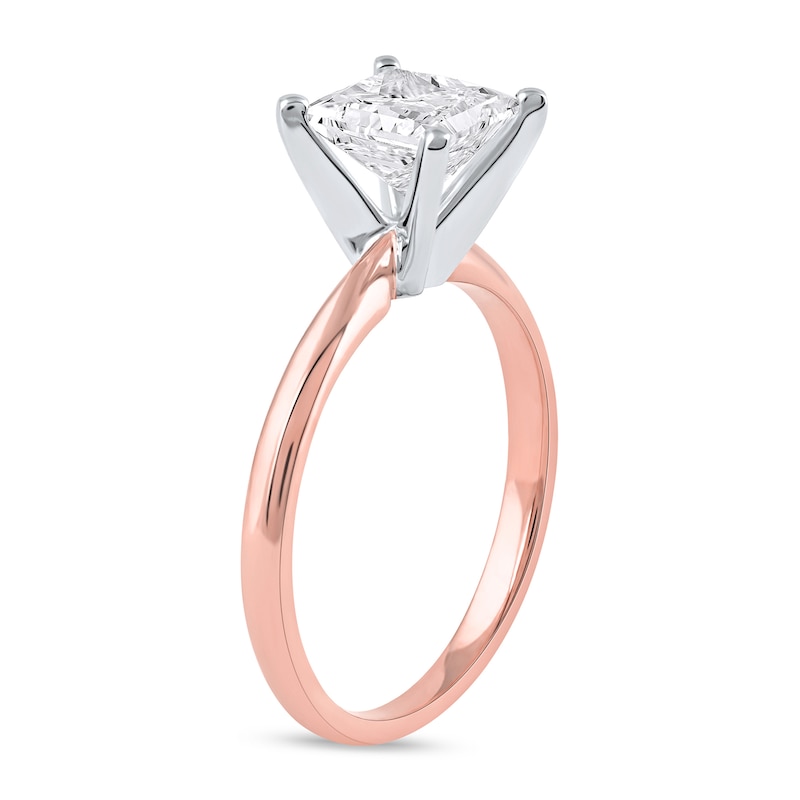 Main Image 2 of 1-1/2 CT. Certified Princess-Cut Lab-Grown Diamond Solitaire Engagement Ring in 14K Rose Gold (F/VS2)
