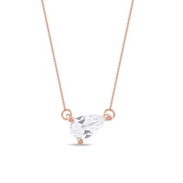 1/3 CT. Pear-Shaped Certified Lab-Grown Diamond Solitaire Tilted Necklace in 14K Rose Gold (F/SI2)