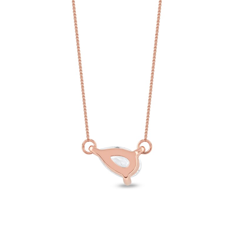 Main Image 3 of 1/3 CT. Pear-Shaped Certified Lab-Created Diamond Solitaire Tilted Necklace in 14K Rose Gold (F/SI2)