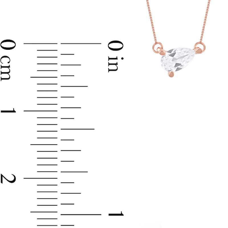 Main Image 4 of 1/3 CT. Pear-Shaped Certified Lab-Created Diamond Solitaire Tilted Necklace in 14K Rose Gold (F/SI2)