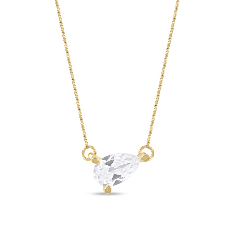 Main Image 1 of 1/3 CT. Pear-Shaped Certified Lab-Grown Diamond Solitaire Tilted Necklace in 14K Gold (F/SI2)