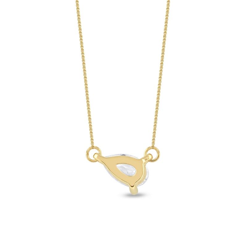Main Image 3 of 1/3 CT. Pear-Shaped Certified Lab-Grown Diamond Solitaire Tilted Necklace in 14K Gold (F/SI2)