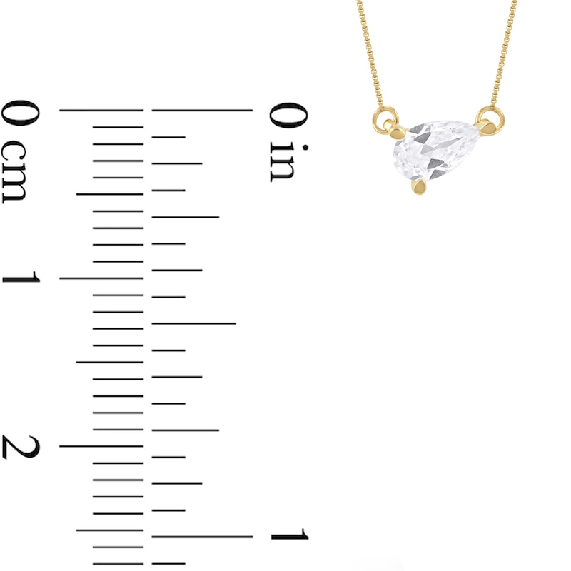 Main Image 4 of 1/3 CT. Pear-Shaped Certified Lab-Grown Diamond Solitaire Tilted Necklace in 14K Gold (F/SI2)