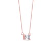 Thumbnail Image 2 of 1/3 CT. Emerald-Cut Certified Lab-Grown Diamond Solitaire Sideways Necklace in 14K Rose Gold (F/SI2)